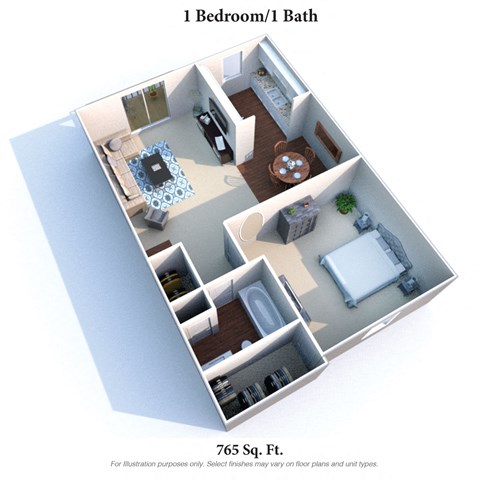 1 Bed 1 Bath Floor Plan at Hunter's Creek Apartments, Ohio, 45242